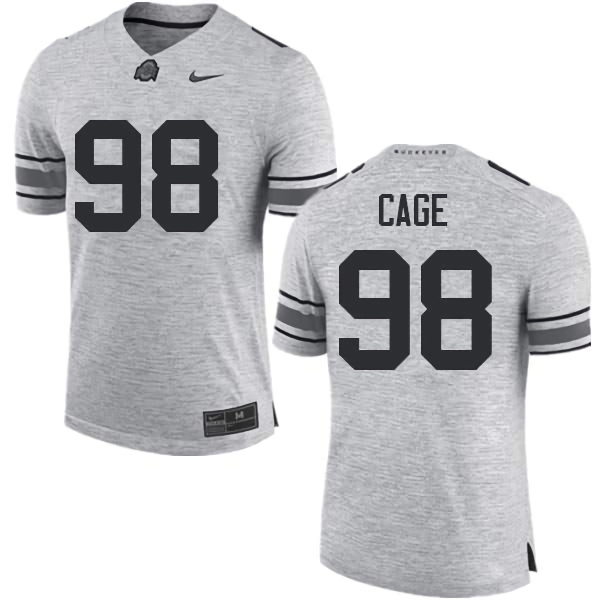 Jerron Cage Ohio State Buckeyes Men's NCAA #98 Nike Gray College Stitched Football Jersey OSO1556WX